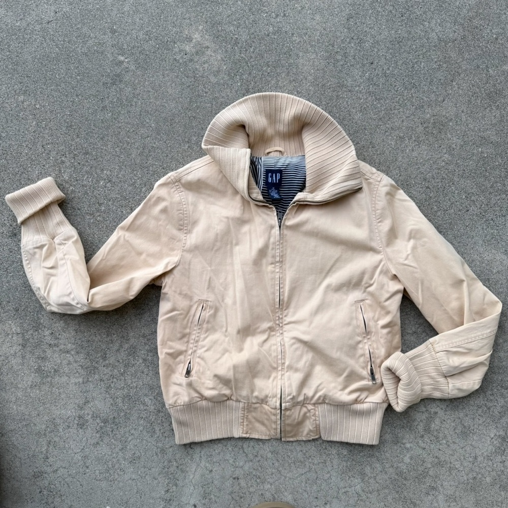 GAP Women's Cream Jean Jacket - Lightweight Zip Front
